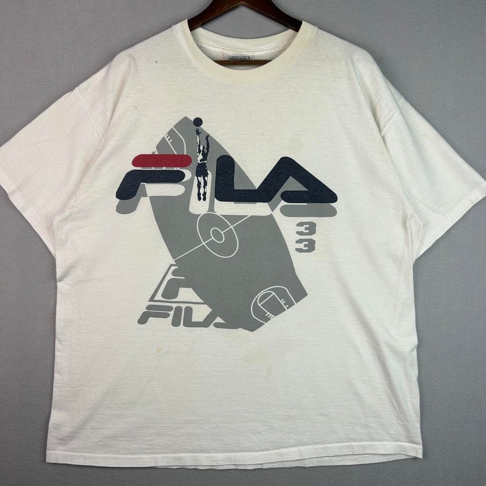 Vintage Fila Basketball White Tee Shirt XXL